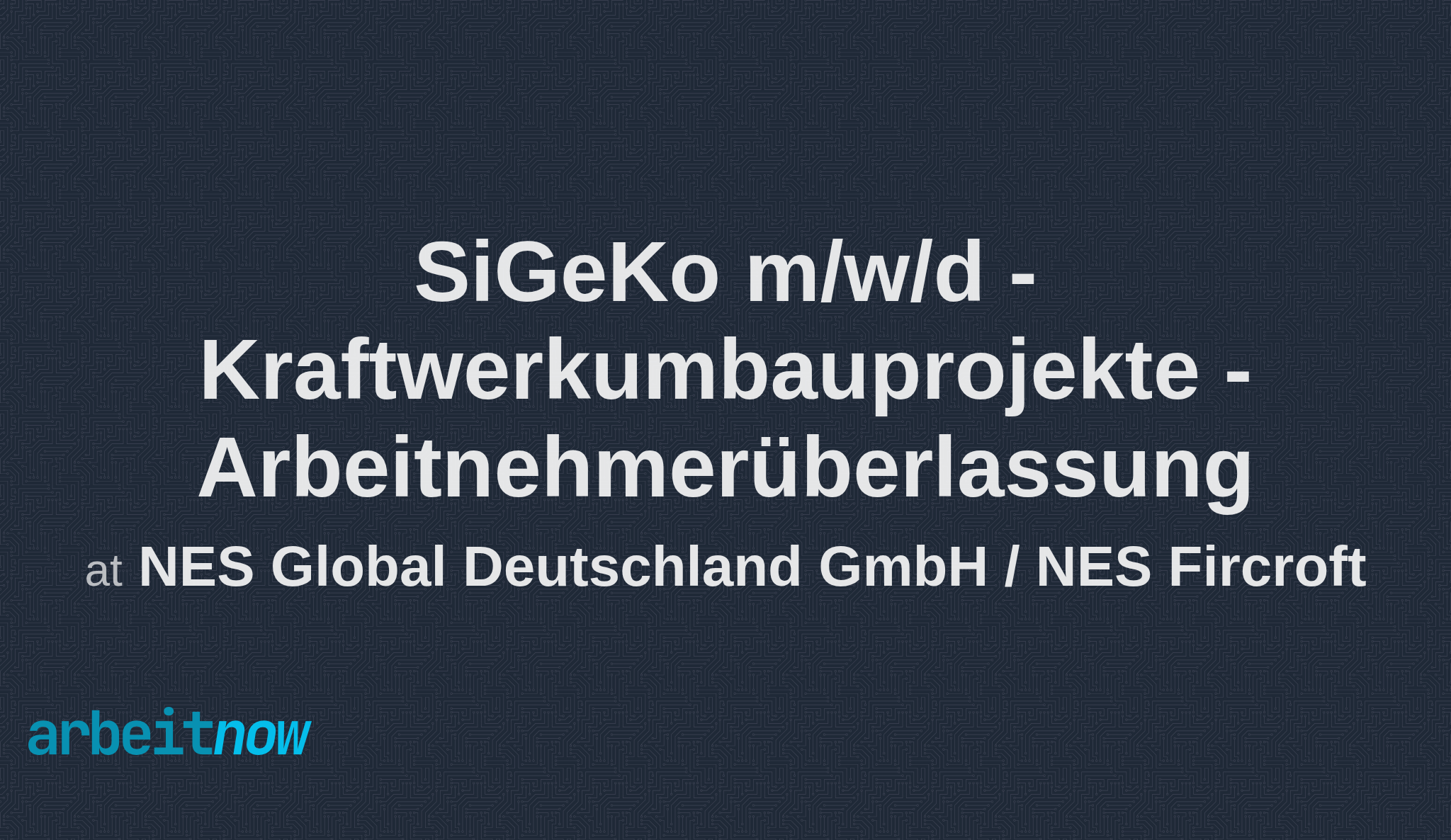 SiGeKo m/w/d Kraftwerkumbauprojekte Arbeitnehmerüberlassung job at